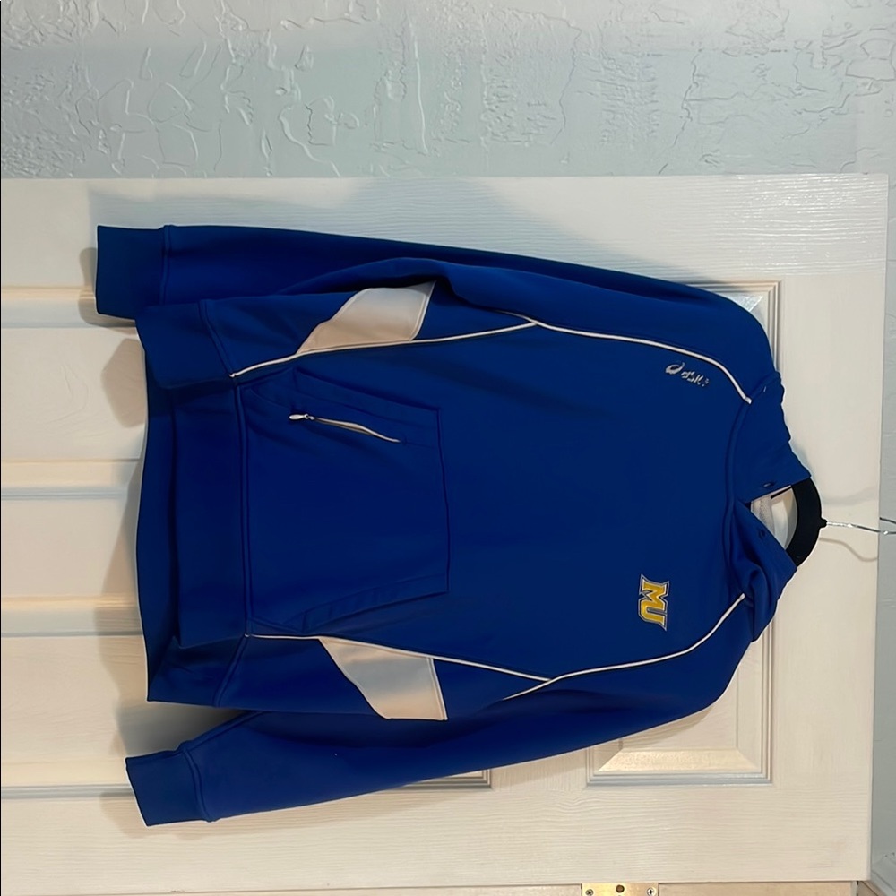 Asics Royal Blue Hoodie with White and Yellow Accents